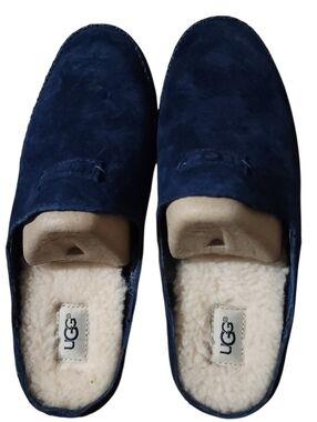 UGG Women’s Tamara Navy Suede Shearling Slip-Ons - Size 7 - Retail $125 - NIB